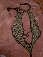 Sexy luipaard lingerie setje maat 56, Verzenden, Zwart