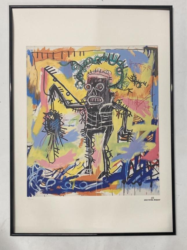 J-M BASQUIAT : XXL-lithografie. Wordt geleverd met lijst., Antiek en Kunst, Kunst | Litho's en Zeefdrukken, Ophalen of Verzenden