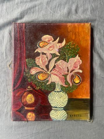 Schilderij A.F. Berg - Bloemenstilleven beschikbaar voor biedingen