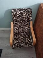 Gebruikte Stoel met Luipaardprint, Huis en Inrichting, Stoelen, Hout, Gebruikt, Bruin, Ophalen of Verzenden