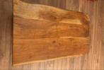 Boomstam salontafel met stalen poten/massief, Ophalen, 100 tot 150 cm, 50 tot 100 cm, Zo goed als nieuw