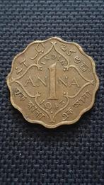 1 Anna 1943 India, Postzegels en Munten, Munten | Azië, Ophalen of Verzenden, Losse munt, Zuid-Azië
