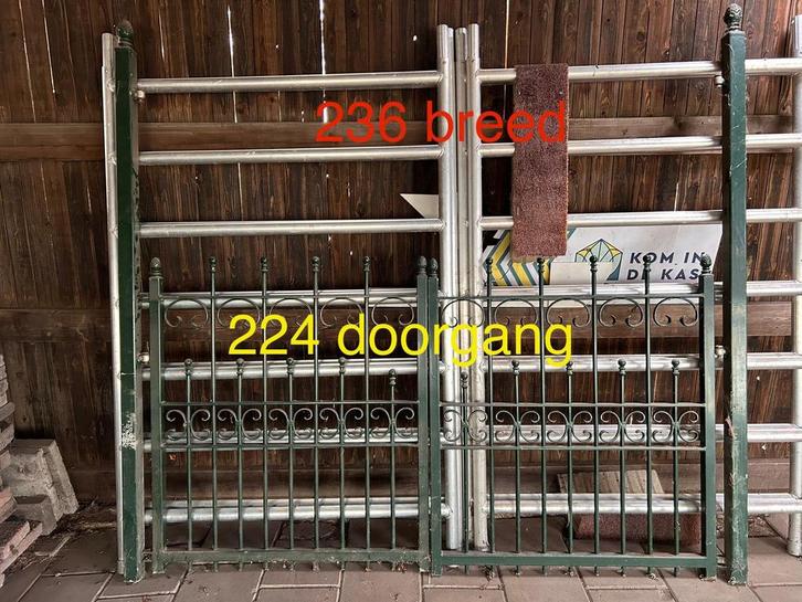 Poort/ hek enkel of dubbel, Tuin en Terras, Tuinpoorten, Zo goed als nieuw, Draaipoort, IJzer, 200 cm of meer, Ophalen of Verzenden