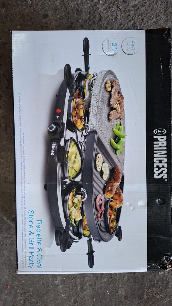 Princess Raclette 8 Oval Stone & Grill Party, Ophalen of Verzenden, Vaatwasmachinebestendig, Nieuw, Steengrill