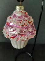 Cupcake Roze Kerstornament Glas, Diversen, Kerst, Verzenden, Nieuw