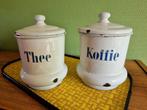 Antieke emaille voorraadbussen thee en koffie., Antiek en Kunst, Antiek | Emaille, Ophalen of Verzenden