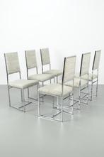 Set van 6 vintage design stoelen uit de 80's met chrome, Ophalen, Metaal, Vijf, Zes of meer stoelen, Gebruikt