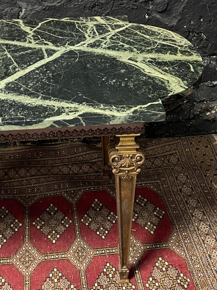 Vintage antieke salontafel messing groen marmer Louis XVI, Antiek en Kunst, Antiek | Meubels | Tafels, Ophalen of Verzenden