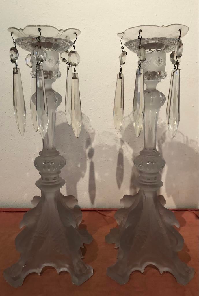 2 Originele Art Deco Val Saint Lambert kandelaars, Antiek en Kunst, Ophalen of Verzenden, Kristal