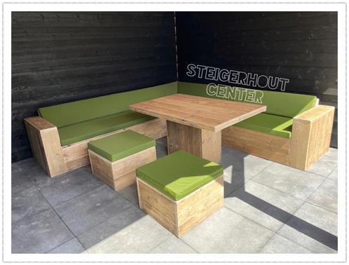 Robuuste Tuin SET Steigerhouten Loungeset Tuin Loungebanken, Tuin en Terras, Tuinsets en Loungesets, Nieuw, Tuinset, Steigerhout
