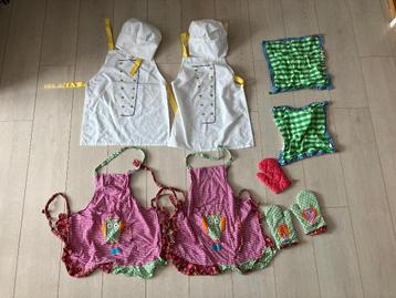 Verkleedkleding Kok, koksmuts, schort, ovenwanten, theedoeke beschikbaar voor biedingen