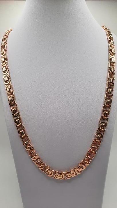 gouden platte koningsketting 14kt, Sieraden, Tassen en Uiterlijk, Kettingen, Nieuw, Goud, Goud, Ophalen of Verzenden