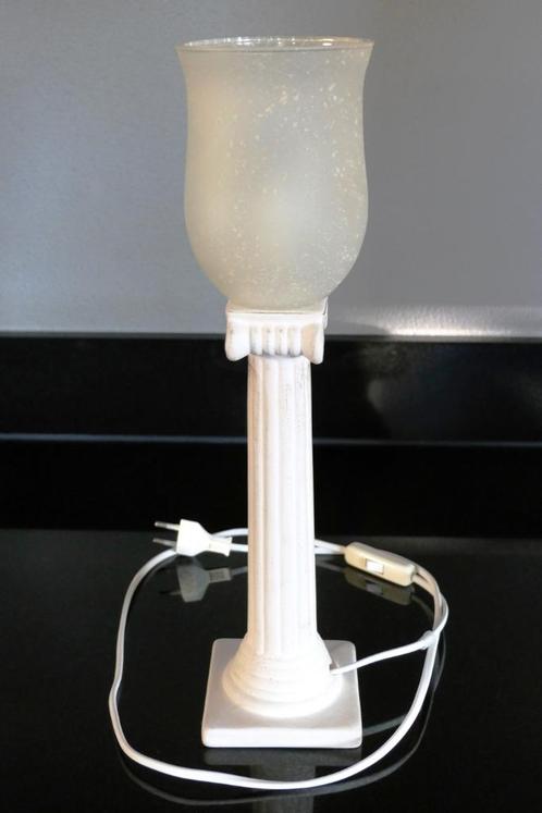 Schemerlampje, oud wit, Huis en Inrichting, Lampen | Tafellampen, Minder dan 50 cm, Glas, Overige materialen, Ophalen of Verzenden