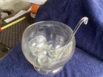 Glazen bowl schaal met lepel en kommen, Ophalen of Verzenden, Zo goed als nieuw
