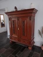 Vintage Eiken Kussenkast Jaren 50/60 met Snijwerk, Antiek en Kunst, Ophalen of Verzenden