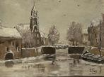 Leo Pors, gezicht op een winters Delfshaven, Ophalen