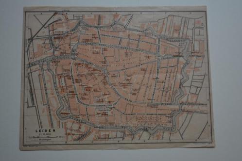 LEIDEN PLATTEGROND ANNO 1890 Karl BAEDEKER LITHO E68, Boeken, Atlassen en Landkaarten, Zo goed als nieuw, Landkaart, Nederland