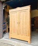 Grote antieke grenen meidenkast vintage linnenkast kast, Ophalen of Verzenden