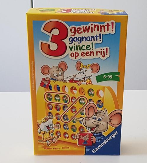 Ravensburger 3 op een rij, Hobby en Vrije tijd, Gezelschapsspellen | Bordspellen, Zo goed als nieuw, Reisspel, Ophalen of Verzenden