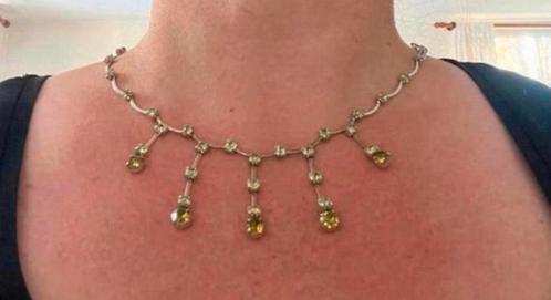 Ketting groene stras steentjes NIEUW, Sieraden, Tassen en Uiterlijk, Kettingen, Zo goed als nieuw, Steen of Mineraal, Groen, Met strass