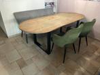 Ovale eettafel met bank en stoelen, Huis en Inrichting, Tafels | Eettafels, Ophalen, Gebruikt, Eikenhout, 200 cm of meer