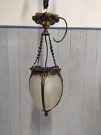 Art nouveau hang lamp - glas messing, Ophalen of Verzenden