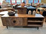 Magazijn Leegverkoop TV meubel Carved mangohout metaal zwart, Nieuw, Ophalen of Verzenden, Info@wkhome.nl, Argonweg 20 Amersfoort
