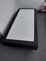 Zwarte boxspring met grijze pootjes, Gebruikt, 90 cm, Eenpersoons, Zwart