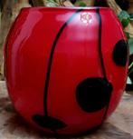 Vaas murano italië mondgeblazen design dik glas rood zwart, Huis en Inrichting, Woonaccessoires | Vazen, Minder dan 50 cm, Glas