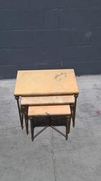 Bijzettafel, nestingtables, mimiset, onyx messing, set 3 st, Huis en Inrichting, Tafels | Bijzettafels, Minder dan 55 cm, Gebruikt