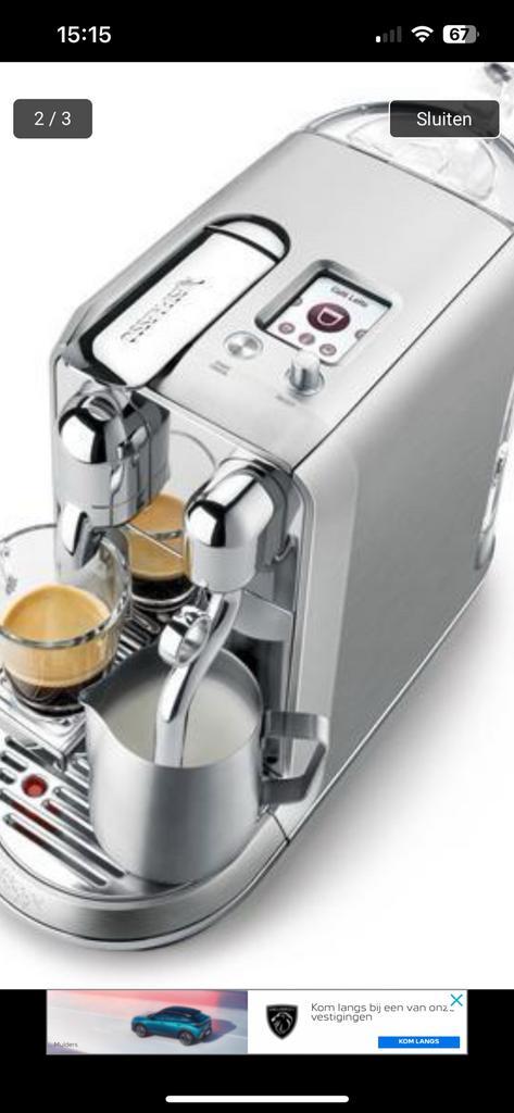 Nespresso Creatista PLUS Sage  rvs met chroom nieuwstaat, Witgoed en Apparatuur, Koffiezetapparaten, Zo goed als nieuw, Ophalen of Verzenden