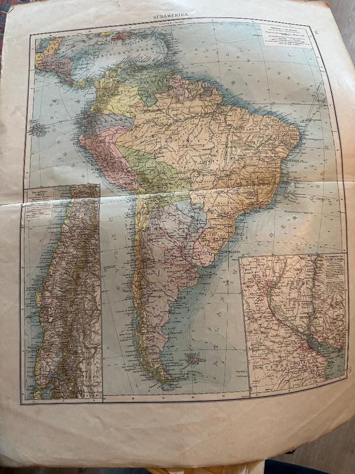 Diverse grote kaarten >A3 uit duitse atlas plm rond 1900, Boeken, Atlassen en Landkaarten, Gelezen, Overige atlassen, Wereld, 1800 tot 2000