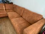 5 seater cognac ecoleer couch, Huis en Inrichting, Ophalen, Gebruikt, Hoekbank, 75 tot 100 cm