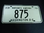 Kentekenplaat licenseplate Washington DC 1970 USA, Auto's, Gebruikt, Ophalen of Verzenden