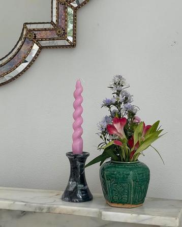 Antieke vintage zwart marmeren kandelaar kaarshouder beschikbaar voor biedingen