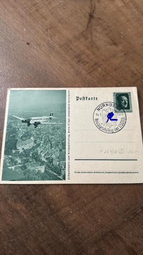 Originele kaart 1937 Hitlers vliegtuig boven Neurenberg, Verzamelen, Militaria | Tweede Wereldoorlog, Landmacht, Foto of Poster