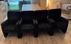 4 zwarte ribstof eetkamerstoelen, Huis en Inrichting, Stoelen, Ophalen, Gebruikt, Zwart, Vier