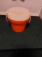 Vintage opbergemmer mand oranje retro zgan, Verzamelen, Retro, Ophalen of Verzenden, Huis en Inrichting
