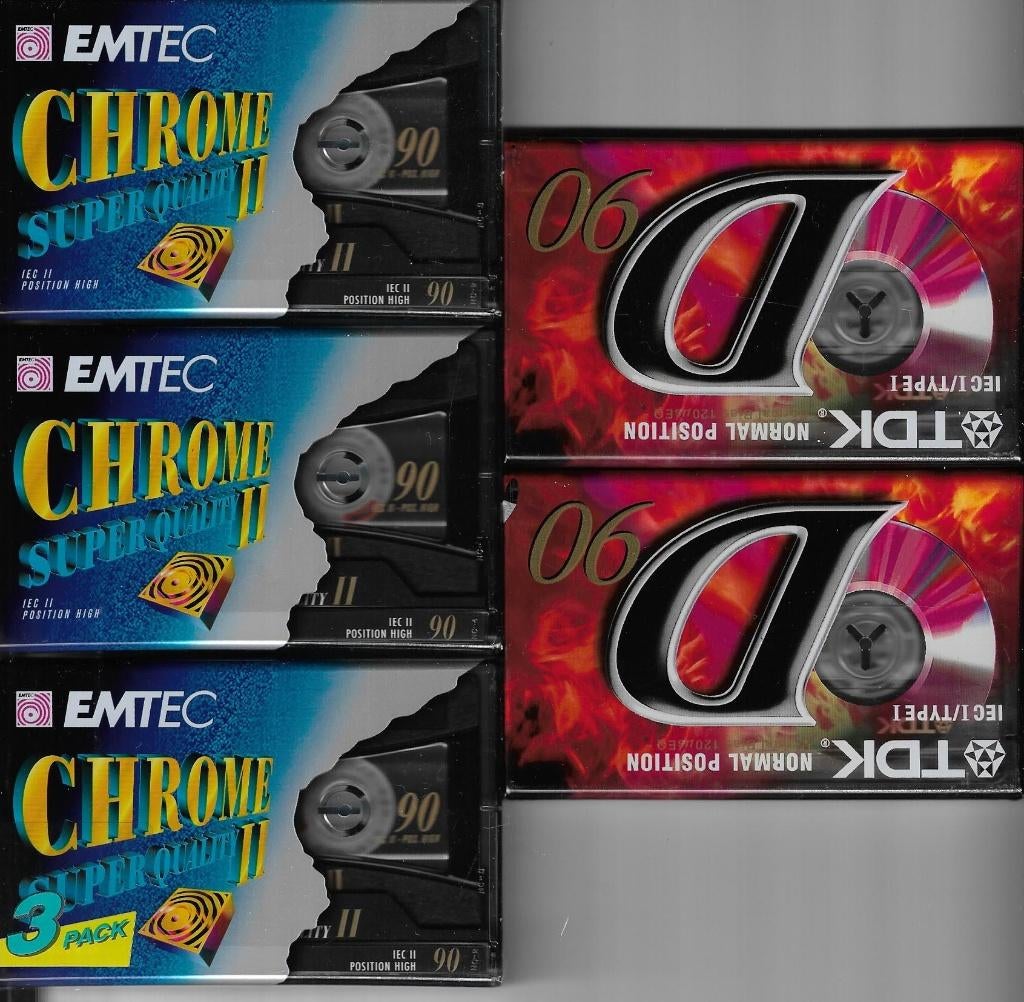 cassettebandjes Emitec Chrome super II 90 nieuw, Cd's en Dvd's, Cassettebandjes, 2 t/m 25 bandjes, Overige genres, Ophalen of Verzenden