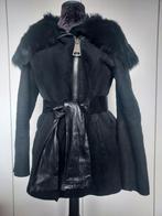 Zwarte Shearling Jas met Bontmuts & Riem maat M, Kleding | Dames, Maat 38/40 (M), Zwart, Ophalen of Verzenden, Sansar