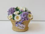 Vintage bloempot met bloemen verjaardag juli July muziekdoos, Ophalen of Verzenden, Zo goed als nieuw, Overige typen