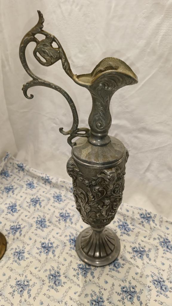 Set Italiaanse barok kannen – Peltrato 90%, 41 cm hoog, Antiek en Kunst, Antiek | Tin, Ophalen of Verzenden