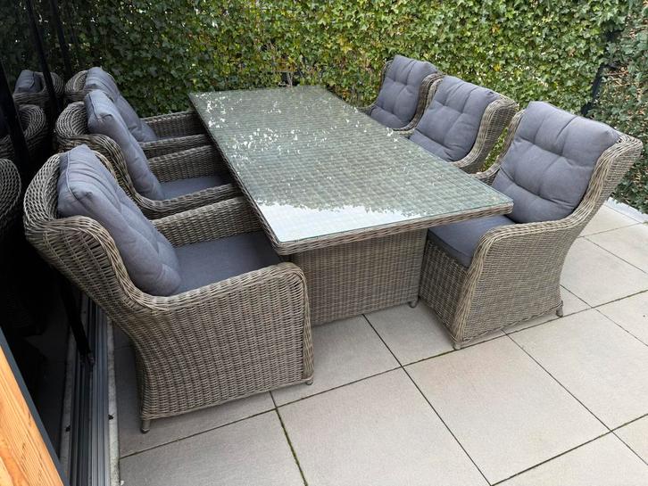 Prachtige 6-persoons wicker tuinset inclusief eettafel, Tuin en Terras, Tuinsets en Loungesets, Zo goed als nieuw, Tuinset, Wicker