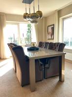 Eettafel met 4 Velvet Stoelen, Ophalen, 100 tot 150 cm, Zo goed als nieuw, Vier personen