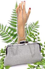 Schitterende zilverkleurig avondtasje met strass stenen., Ophalen of Verzenden, Nieuw, Overige kleuren, Schoudertasje