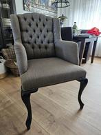 2 Taupe stoffen fauteuils te koop, Huis en Inrichting, Fauteuils, Ophalen, Hout, 75 tot 100 cm, Zo goed als nieuw