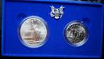 Verenigde Staten, setje Dollar (zilver) + Half Dollar 1986, Ophalen of Verzenden, Noord-Amerika, Setje