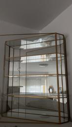 Goudkleurige glazen vitrine, Ophalen, 50 tot 100 cm, Zo goed als nieuw, Minder dan 100 cm
