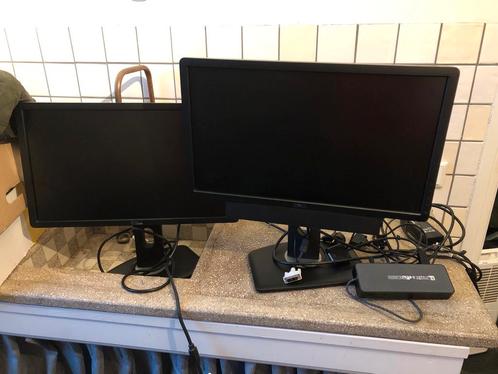 2x HP Monitoren + Docking Station, Computers en Software, Monitoren, Gebruikt, 60 Hz of minder, DisplayPort, In hoogte verstelbaar