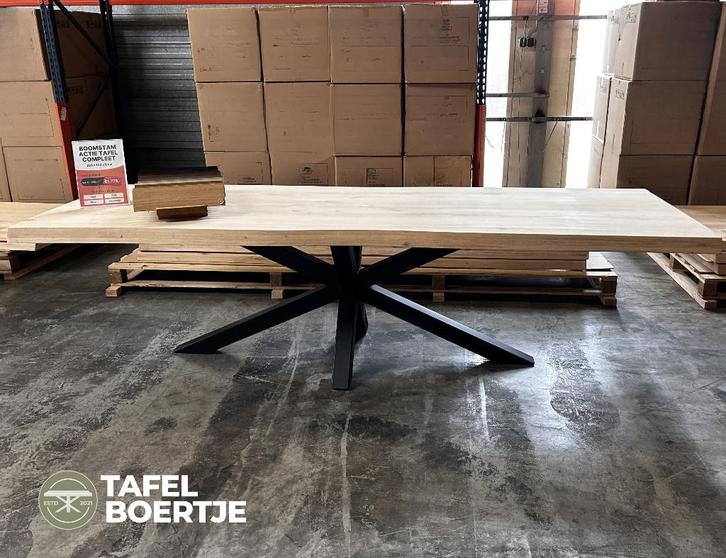 Boomstam eiken tafelblad 280 x 100 cm, Huis en Inrichting, Tafels | Eettafels, Nieuw, 100 tot 150 cm, 200 cm of meer, Vijf personen of meer